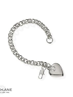 Cherish Silver Heart Charm Chain Bracelet | NEW